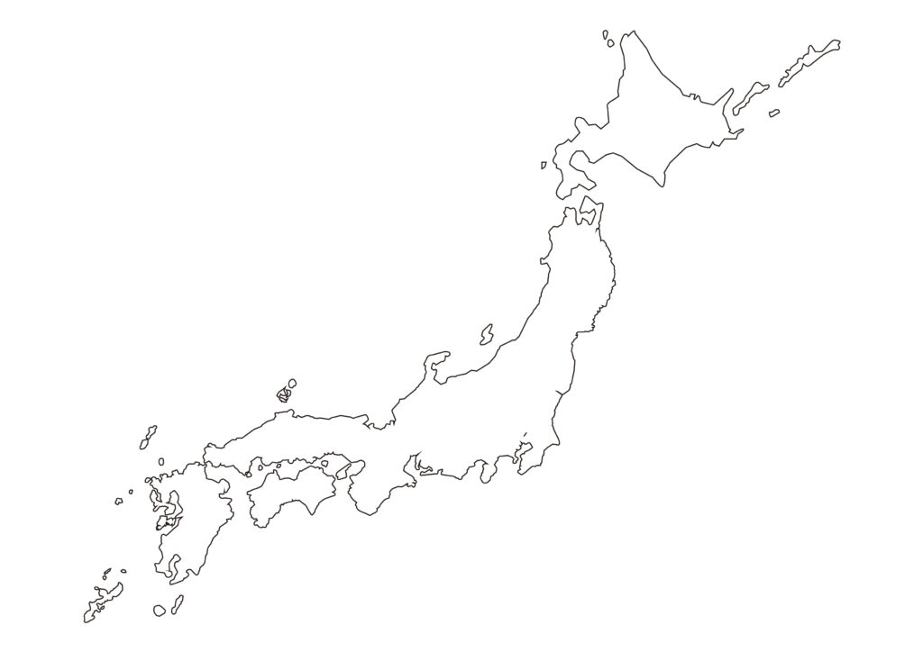 日本地図 白地図 都道府県なし A4横 | HAPPY CLOVER – 四つ葉のクローバーのイラスト・テンプレート素材の無料ダウンロード